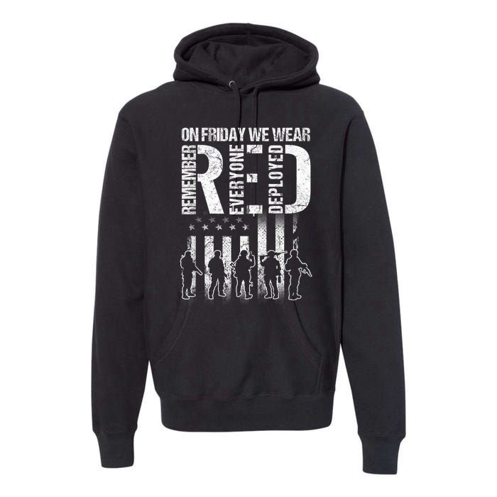 On Friday We Wear Red American Flag Military Supportive Premium Hoodie