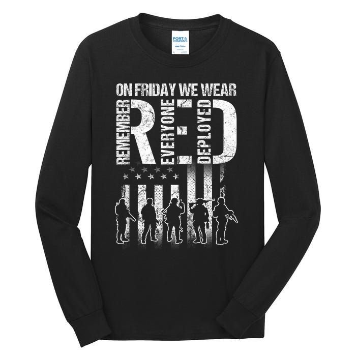 On Friday We Wear Red American Flag Military Supportive Tall Long Sleeve T-Shirt