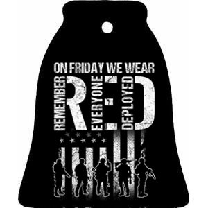 On Friday We Wear Red American Flag Military Supportive Ceramic Bell Ornament