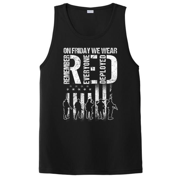 On Friday We Wear Red American Flag Military Supportive PosiCharge Competitor Tank