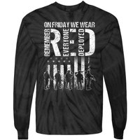 On Friday We Wear Red American Flag Military Supportive Tie-Dye Long Sleeve Shirt