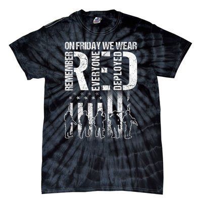 On Friday We Wear Red American Flag Military Supportive Tie-Dye T-Shirt