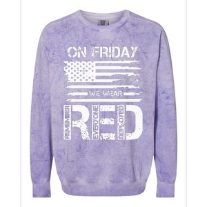 On Friday We Wear Red American Flag Military Supportive Colorblast Crewneck Sweatshirt