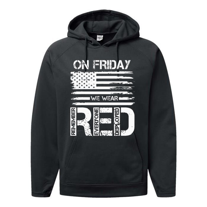 On Friday We Wear Red American Flag Military Supportive Performance Fleece Hoodie