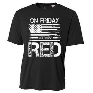 On Friday We Wear Red American Flag Military Supportive Cooling Performance Crew T-Shirt