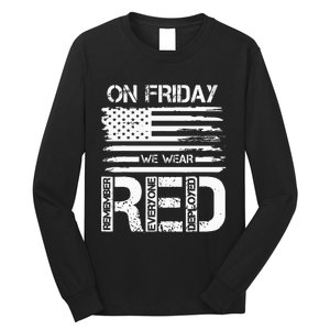 On Friday We Wear Red American Flag Military Supportive Long Sleeve Shirt