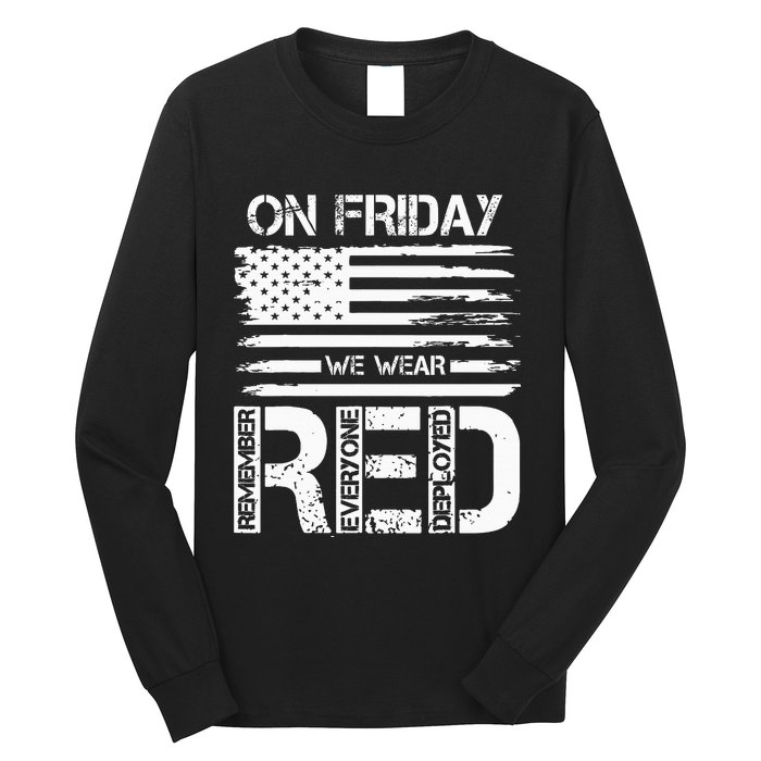 On Friday We Wear Red American Flag Military Supportive Long Sleeve Shirt