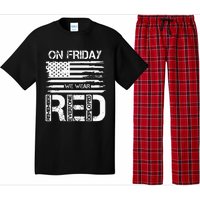 On Friday We Wear Red American Flag Military Supportive Pajama Set