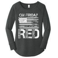 On Friday We Wear Red American Flag Military Supportive Women's Perfect Tri Tunic Long Sleeve Shirt