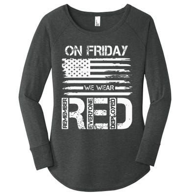 On Friday We Wear Red American Flag Military Supportive Women's Perfect Tri Tunic Long Sleeve Shirt