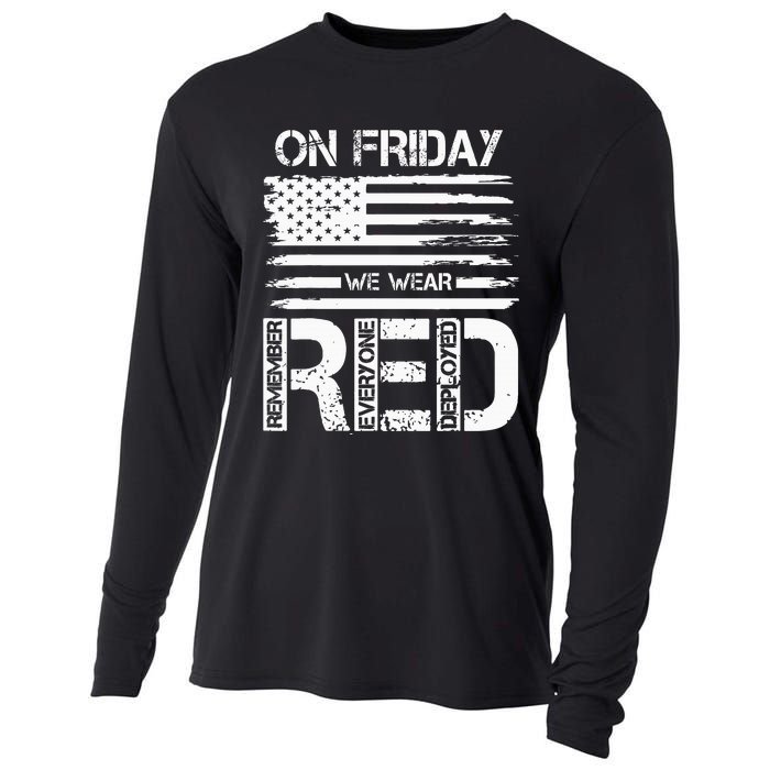 On Friday We Wear Red American Flag Military Supportive Cooling Performance Long Sleeve Crew