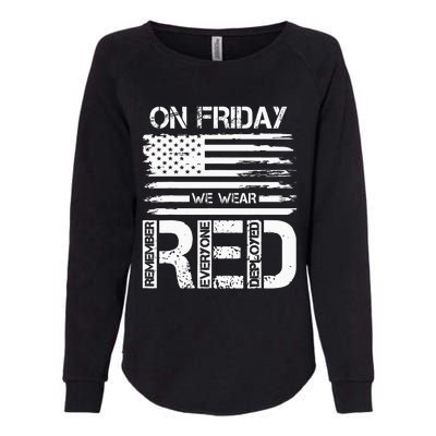 On Friday We Wear Red American Flag Military Supportive Womens California Wash Sweatshirt