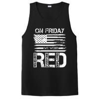 On Friday We Wear Red American Flag Military Supportive PosiCharge Competitor Tank