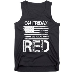 On Friday We Wear Red American Flag Military Supportive Tank Top