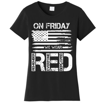 On Friday We Wear Red American Flag Military Supportive Women's T-Shirt