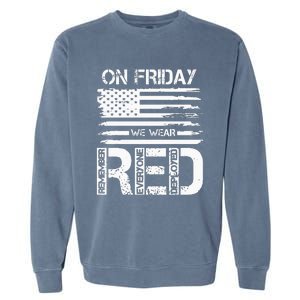 On Friday We Wear Red American Flag Military Supportive Garment-Dyed Sweatshirt