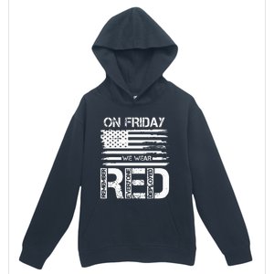 On Friday We Wear Red American Flag Military Supportive Urban Pullover Hoodie