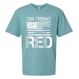 On Friday We Wear Red American Flag Military Supportive Sueded Cloud Jersey T-Shirt