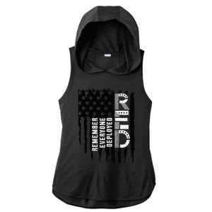 On Friday We Wear Red Friday Military Support Troops Us Flag Ladies PosiCharge Tri-Blend Wicking Draft Hoodie Tank