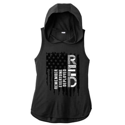 On Friday We Wear Red Friday Military Support Troops Us Flag Ladies PosiCharge Tri-Blend Wicking Draft Hoodie Tank