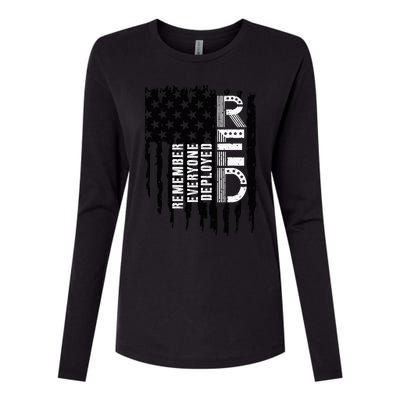 On Friday We Wear Red Friday Military Support Troops Us Flag Womens Cotton Relaxed Long Sleeve T-Shirt