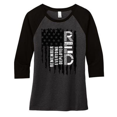 On Friday We Wear Red Friday Military Support Troops Us Flag Women's Tri-Blend 3/4-Sleeve Raglan Shirt