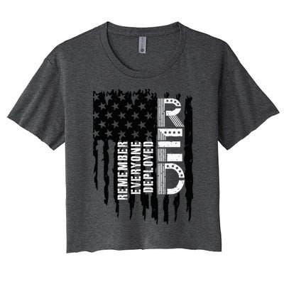 On Friday We Wear Red Friday Military Support Troops Us Flag Women's Crop Top Tee