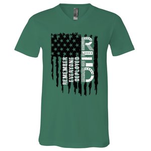 On Friday We Wear Red Friday Military Support Troops Us Flag V-Neck T-Shirt