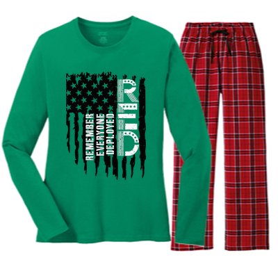 On Friday We Wear Red Friday Military Support Troops Us Flag Women's Long Sleeve Flannel Pajama Set 