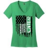 On Friday We Wear Red Friday Military Support Troops Us Flag Women's V-Neck T-Shirt