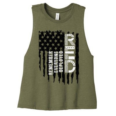 On Friday We Wear Red Friday Military Support Troops Us Flag Women's Racerback Cropped Tank