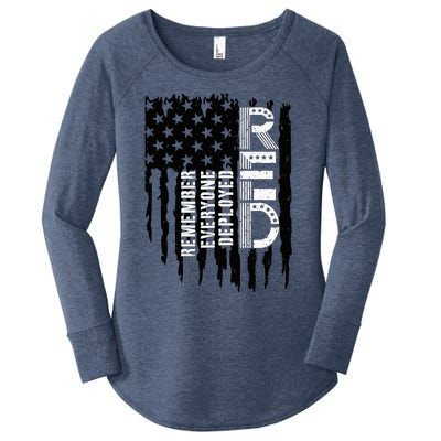 On Friday We Wear Red Friday Military Support Troops Us Flag Women's Perfect Tri Tunic Long Sleeve Shirt