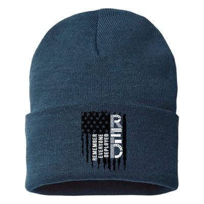 On Friday We Wear Red Friday Military Support Troops Us Flag Sustainable Knit Beanie