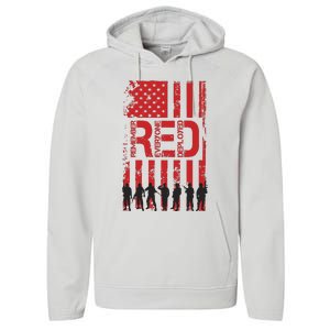 On Friday We Wear Red We Wear Red Remember Everyone Deployed Red Performance Fleece Hoodie