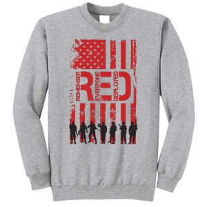 On Friday We Wear Red We Wear Red Remember Everyone Deployed Red Tall Sweatshirt