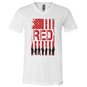 On Friday We Wear Red We Wear Red Remember Everyone Deployed Red V-Neck T-Shirt