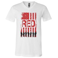 On Friday We Wear Red We Wear Red Remember Everyone Deployed Red V-Neck T-Shirt