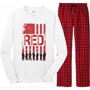 On Friday We Wear Red We Wear Red Remember Everyone Deployed Red Long Sleeve Pajama Set