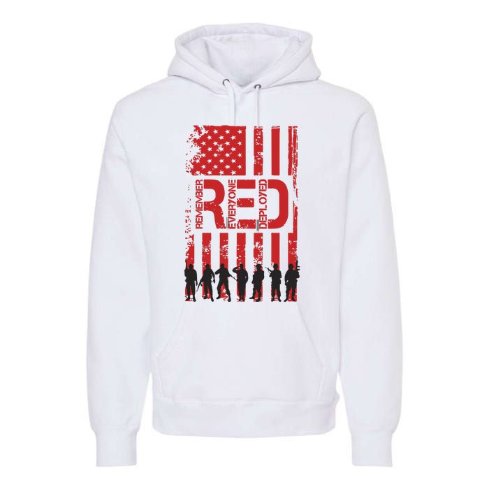 On Friday We Wear Red We Wear Red Remember Everyone Deployed Red Premium Hoodie