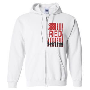 On Friday We Wear Red We Wear Red Remember Everyone Deployed Red Full Zip Hoodie