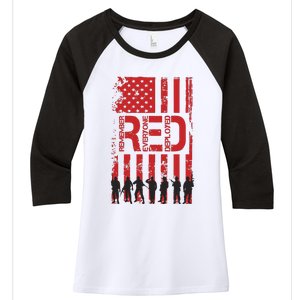 On Friday We Wear Red We Wear Red Remember Everyone Deployed Red Women's Tri-Blend 3/4-Sleeve Raglan Shirt