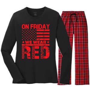 On Friday We Wear Red We Wear Red Women's Long Sleeve Flannel Pajama Set 