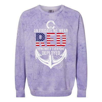 On Fridays We Wear Red Friday Distressed Colorblast Crewneck Sweatshirt