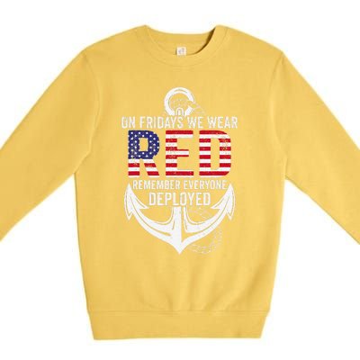 On Fridays We Wear Red Friday Distressed Premium Crewneck Sweatshirt