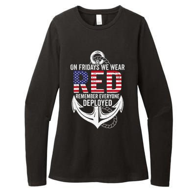 On Fridays We Wear Red Friday Distressed Womens CVC Long Sleeve Shirt