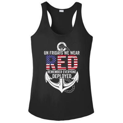 On Fridays We Wear Red Friday Distressed Ladies PosiCharge Competitor Racerback Tank