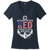 On Fridays We Wear Red Friday Distressed Women's V-Neck T-Shirt