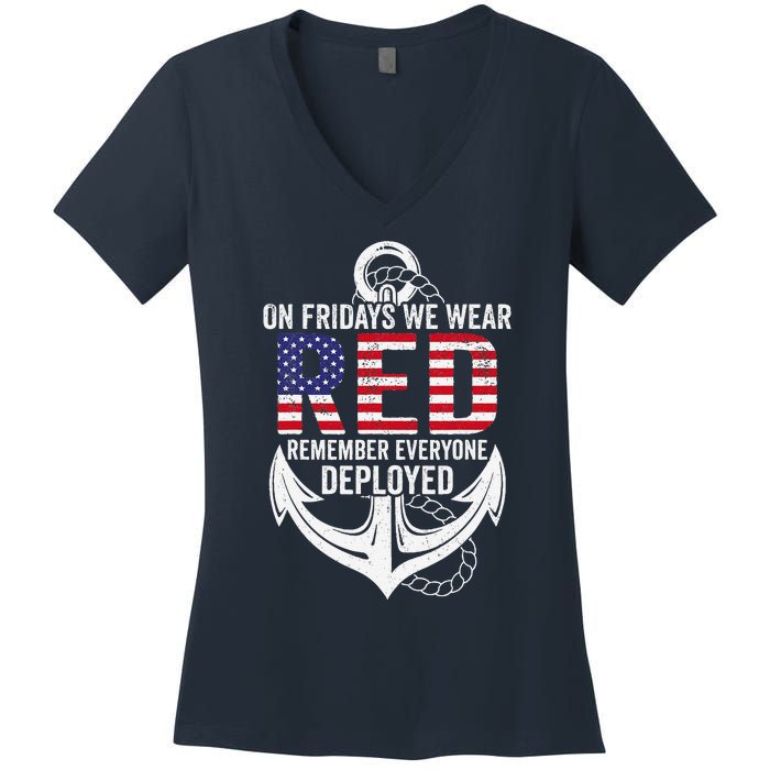 On Fridays We Wear Red Friday Distressed Women's V-Neck T-Shirt