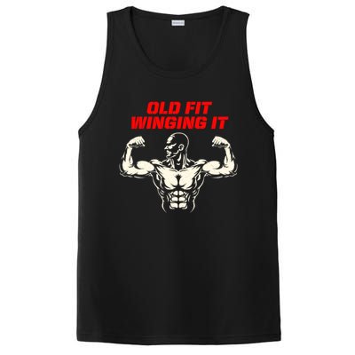 Old Fit Winging It Funny Workout Humor Gym Retired Fitness Gift PosiCharge Competitor Tank