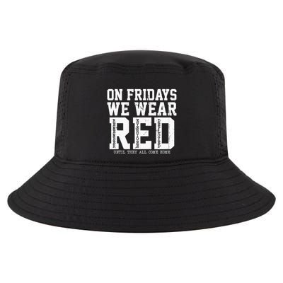 On Fridays We Wear Red Military Support Distressed Cool Comfort Performance Bucket Hat